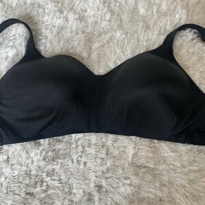 Cacique Black Satin No Wire Bra Sz 46C Lined